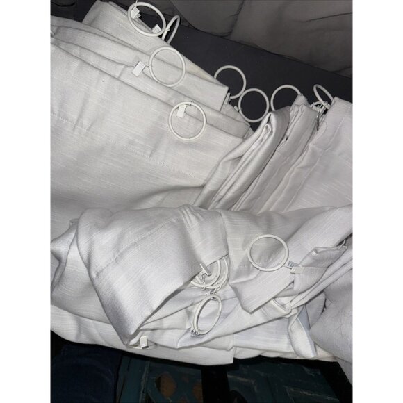 Heavy Linen Blackout 5 panels Belgian Cream Rod Pocket Snap On Tape 54”x52” - Picture 8 of 8